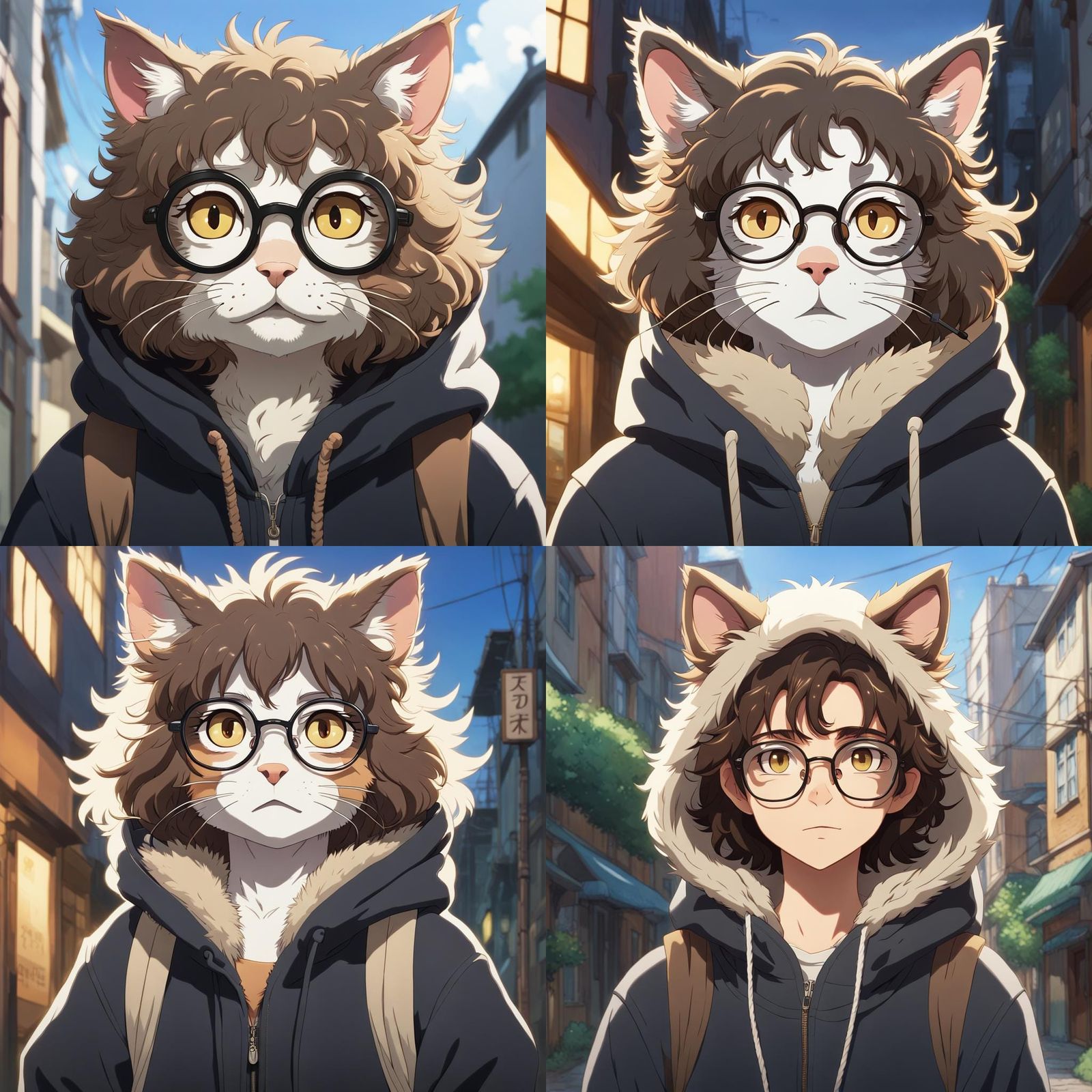 Anime Cat Person in Studio Ghibli Style