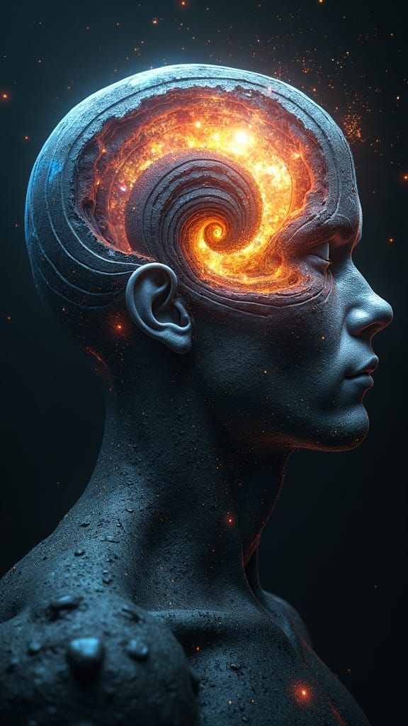 Surreal Cosmic Portrait in Digital Art Style