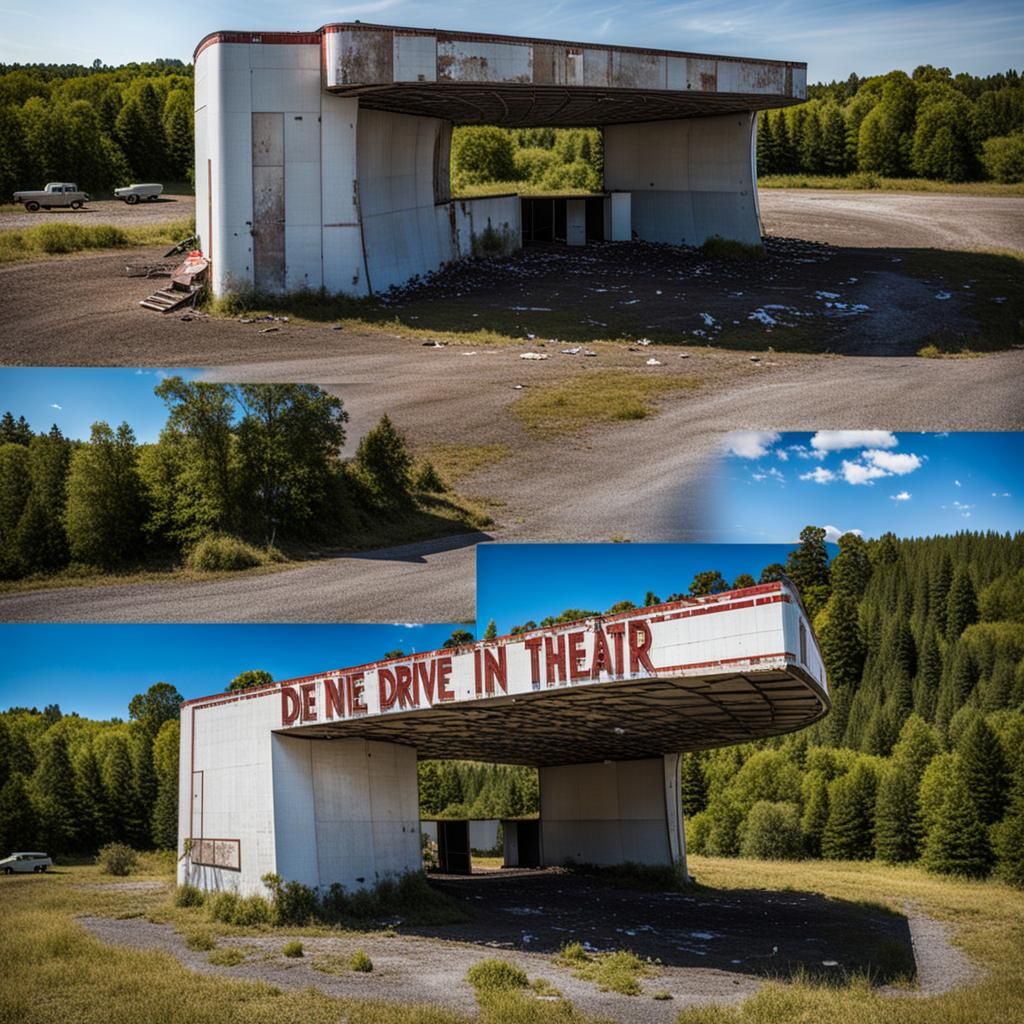 Abandoned Drive-In Movie Theater Scene