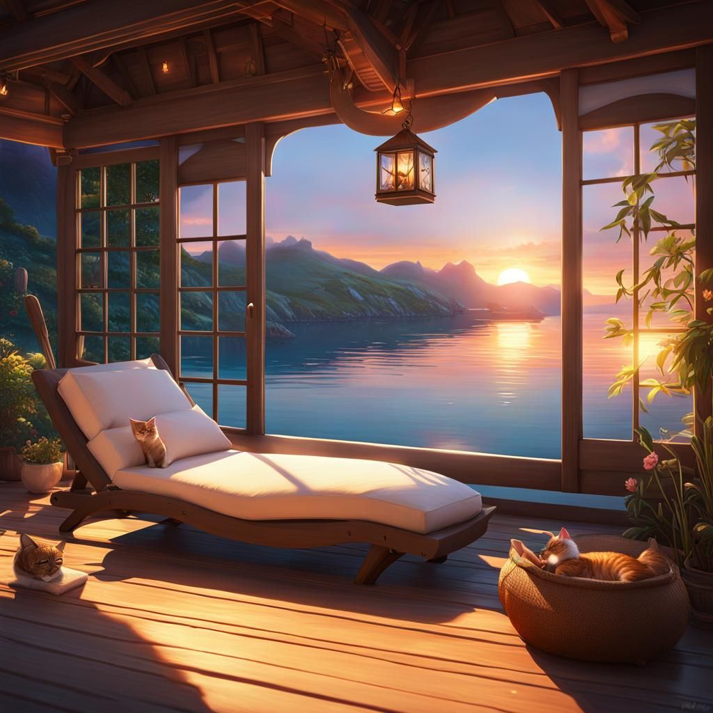 Narwhal and Cat at Hobbit House: 3D Anime Art