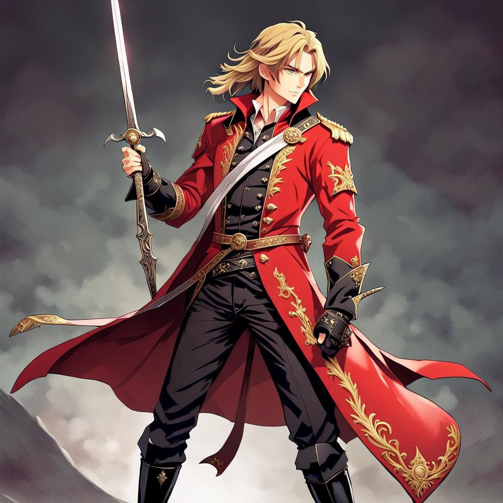 Anime Prince with Scimitar in Studio Trigger Style