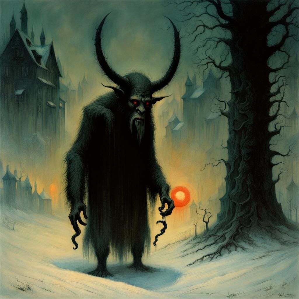 Surreal Portrait of Horned Beast in Dark Fantasy Art