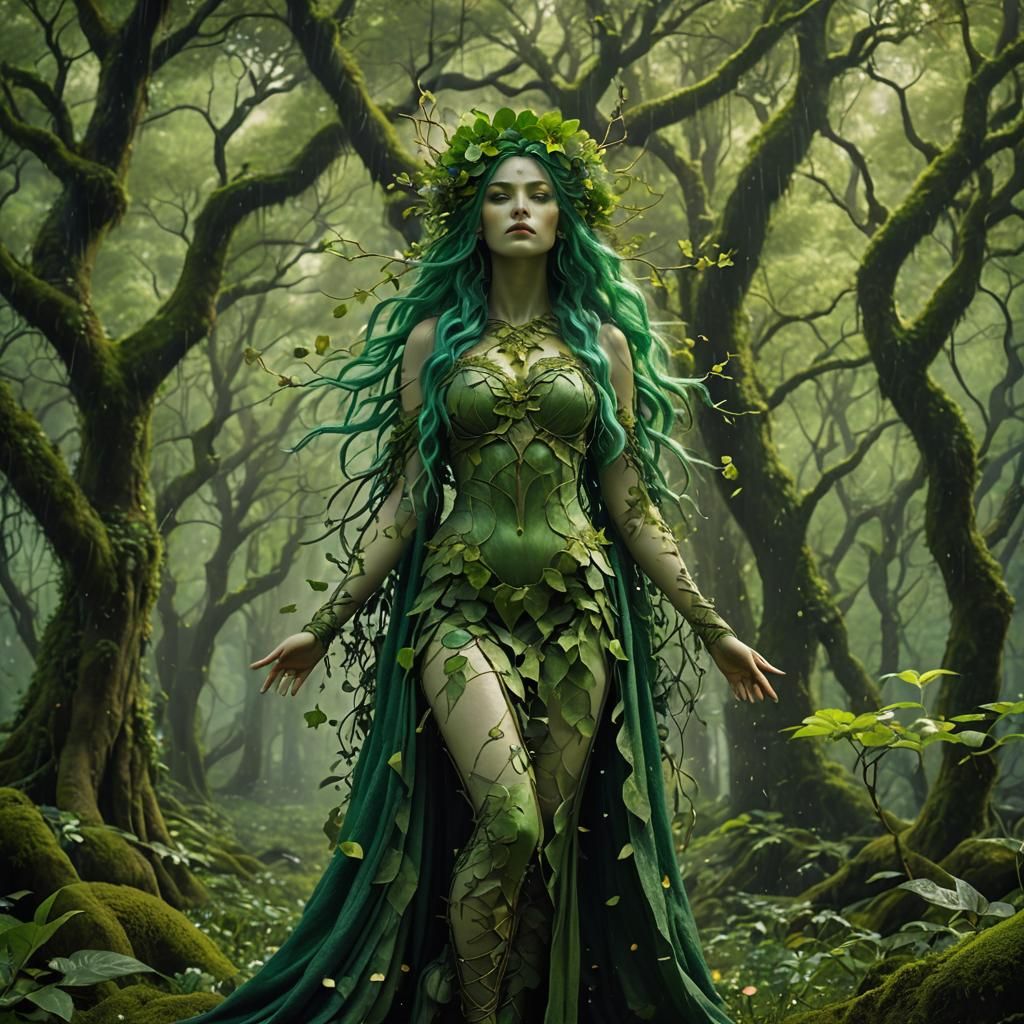 Enchanted Forest Dryad in Harmony with Nature