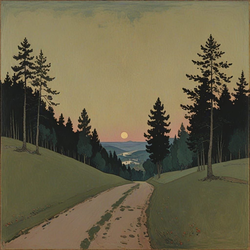 Abstract Expressionist Figures in a Somber Landscape