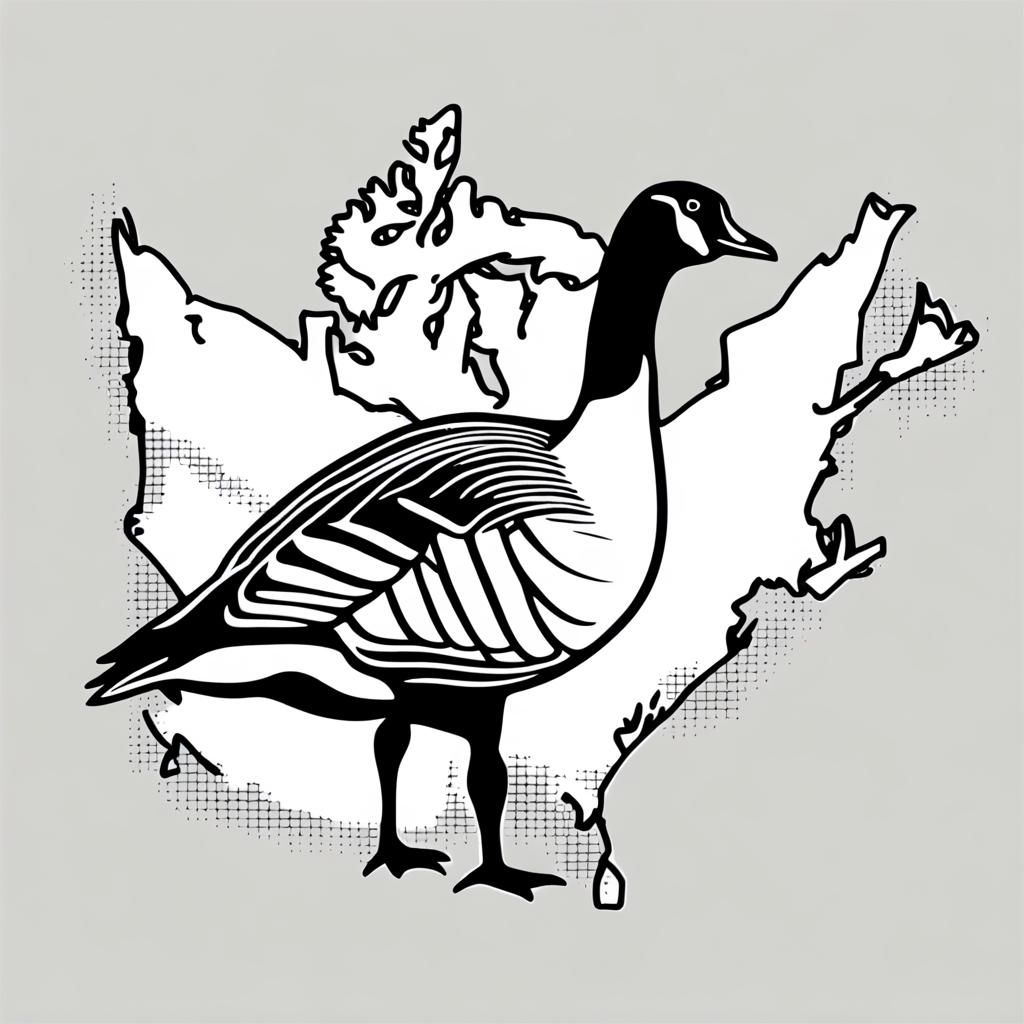 Canada Goose Silhouette on Canada Map Outline