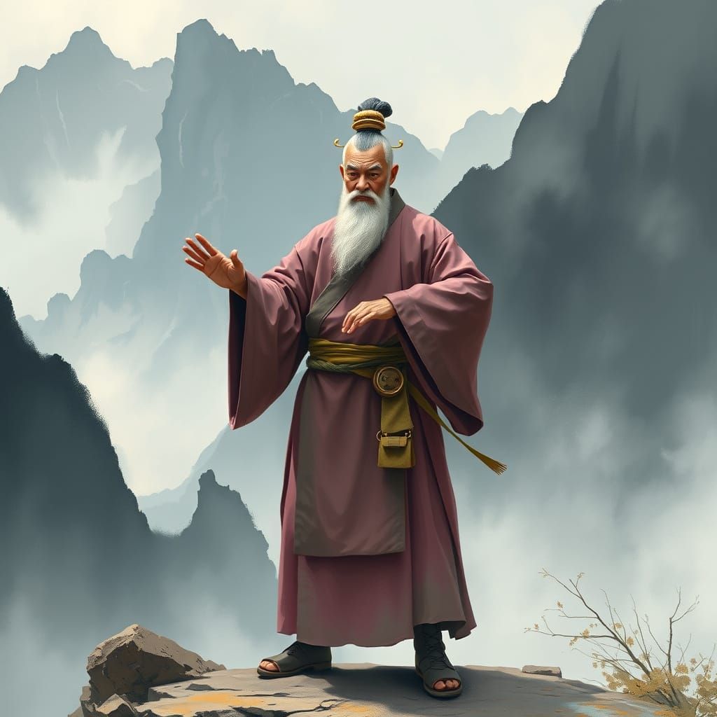 Pai Mei in Mountain Landscape, Concept Art Style