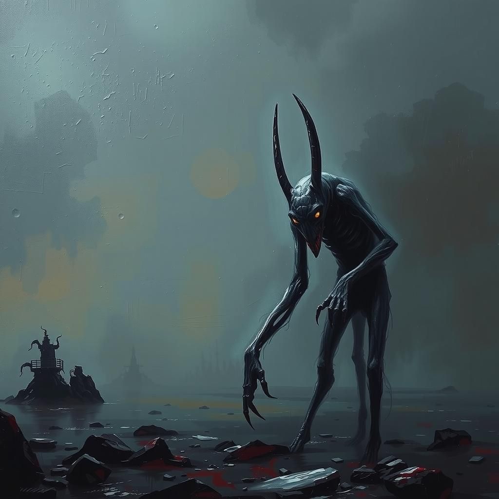 Macabre Nuckelavee Emerges from Twilight Mist