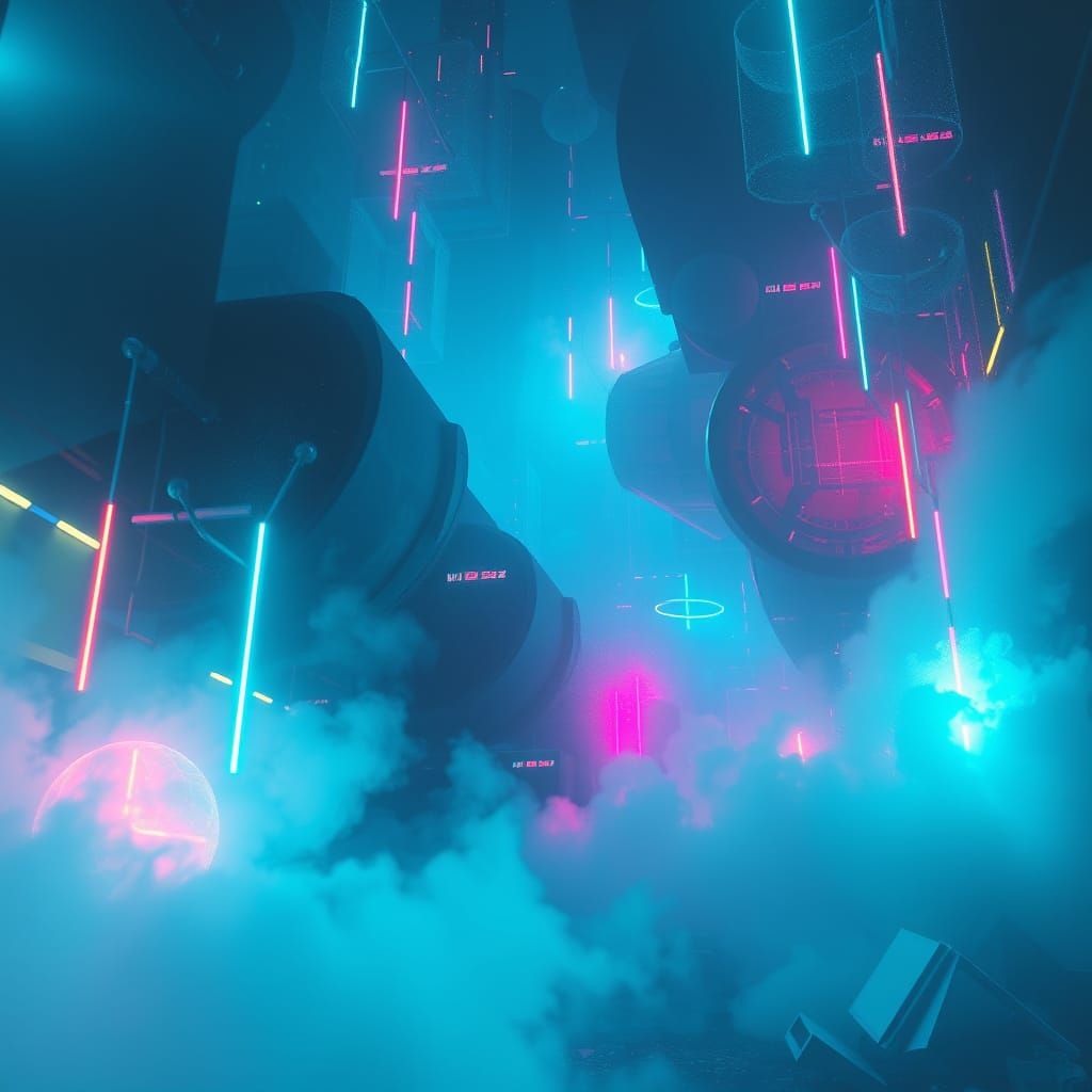 Glowing Neon Dreamscape in Futuristic Style