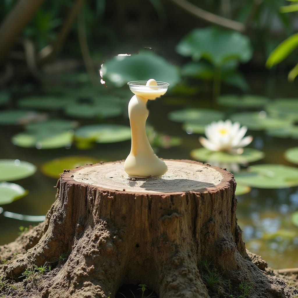 A Creamy Figure Stands Amidst Nature's Serenity