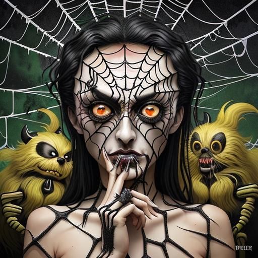 Pagan Agony: Spiderweb Eyes in Surreal Art