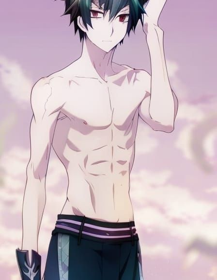 Hot Anime Boy Shirtless in Manga Style