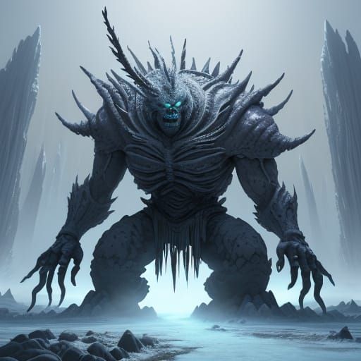 Grotesque Ice Cream Monster in Frozen Wasteland