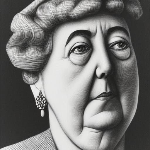 Hyper-Detailed Self-Portrait of Agatha Christie