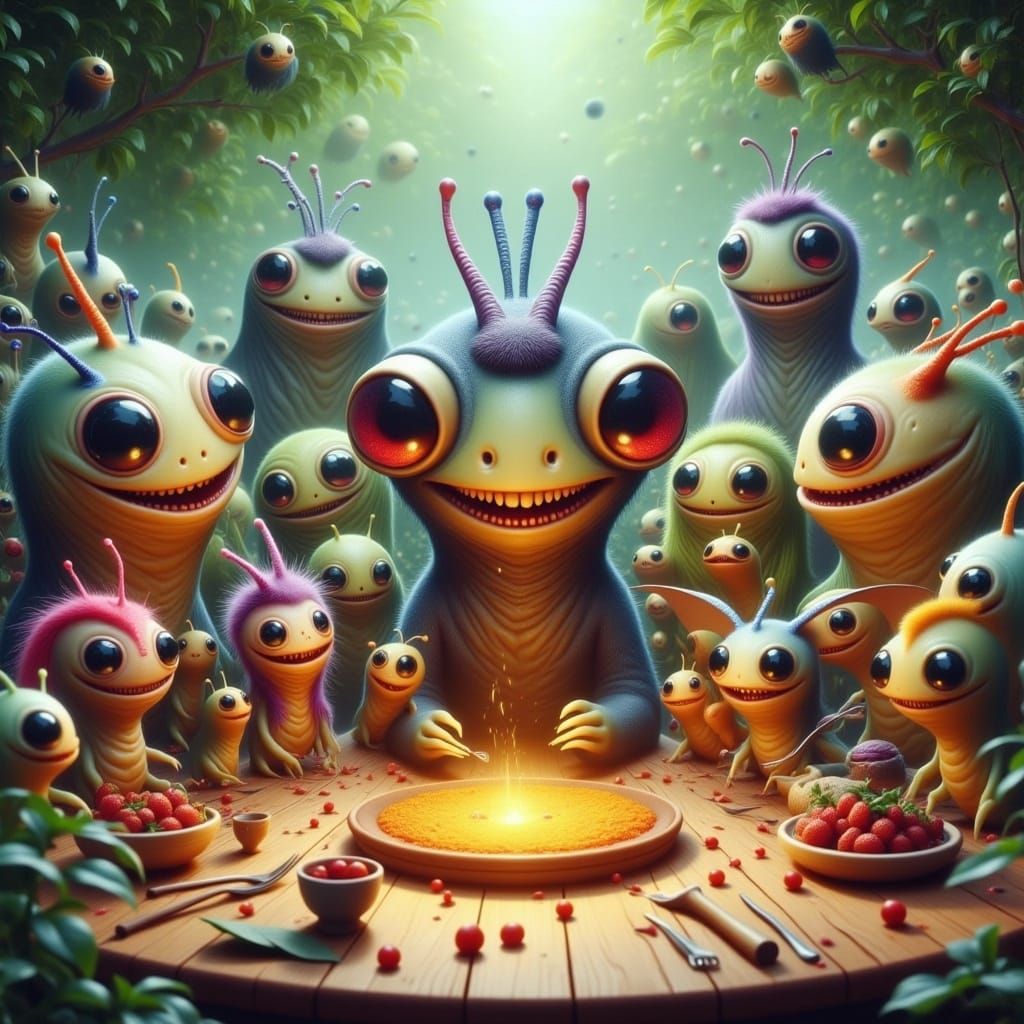 Cute Creepy Creatures at a Grateful Feast