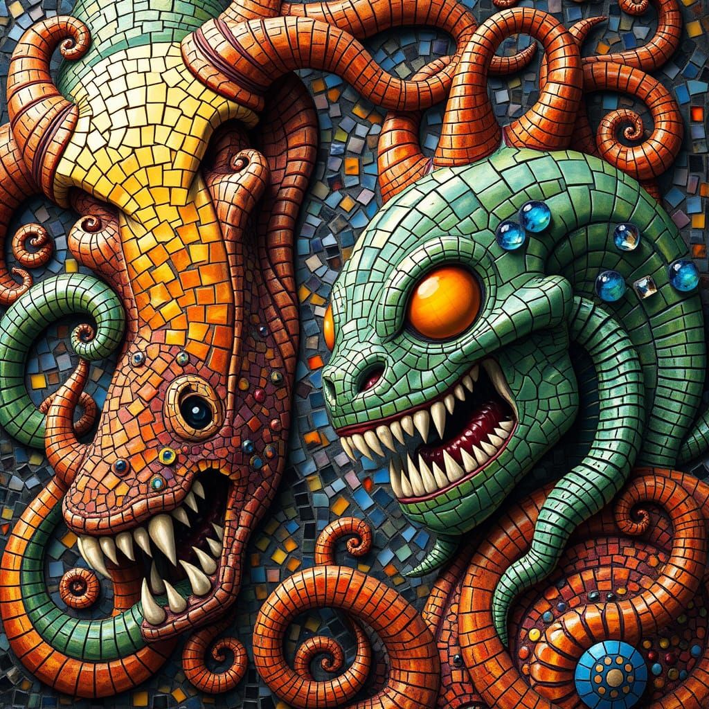 Grotesque Mosaics in Vibrant Italianate Style