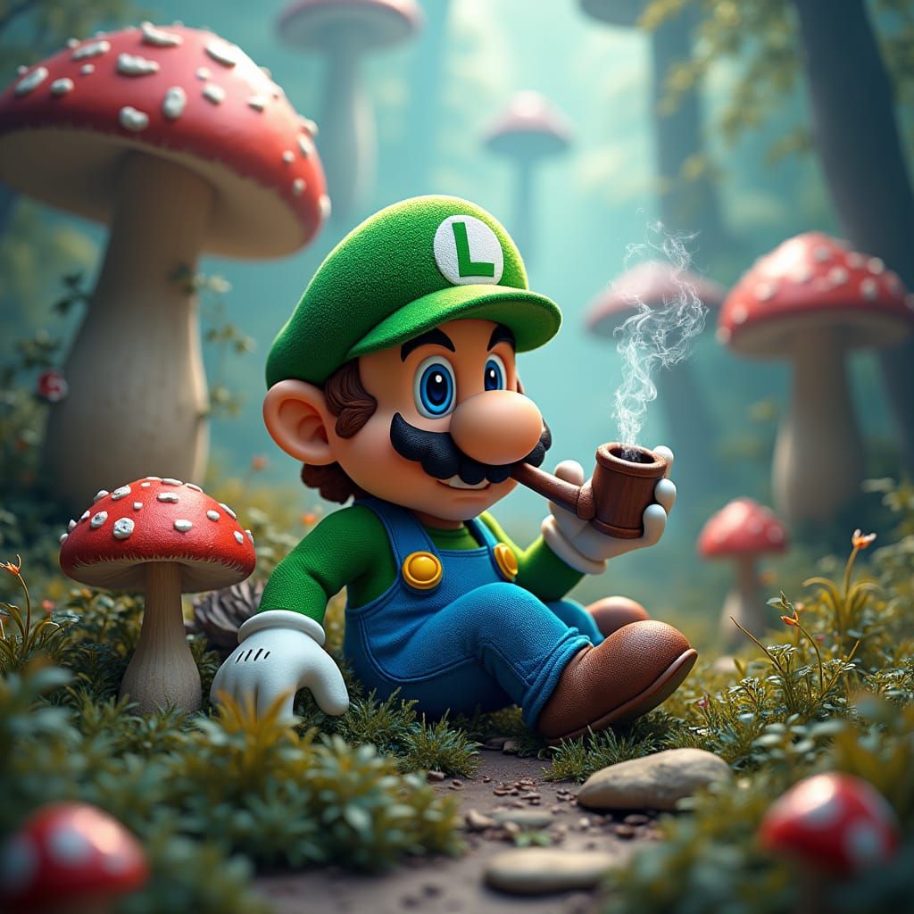 Stoner Mario Brother in Dreamlike Mushroom Kingdom
