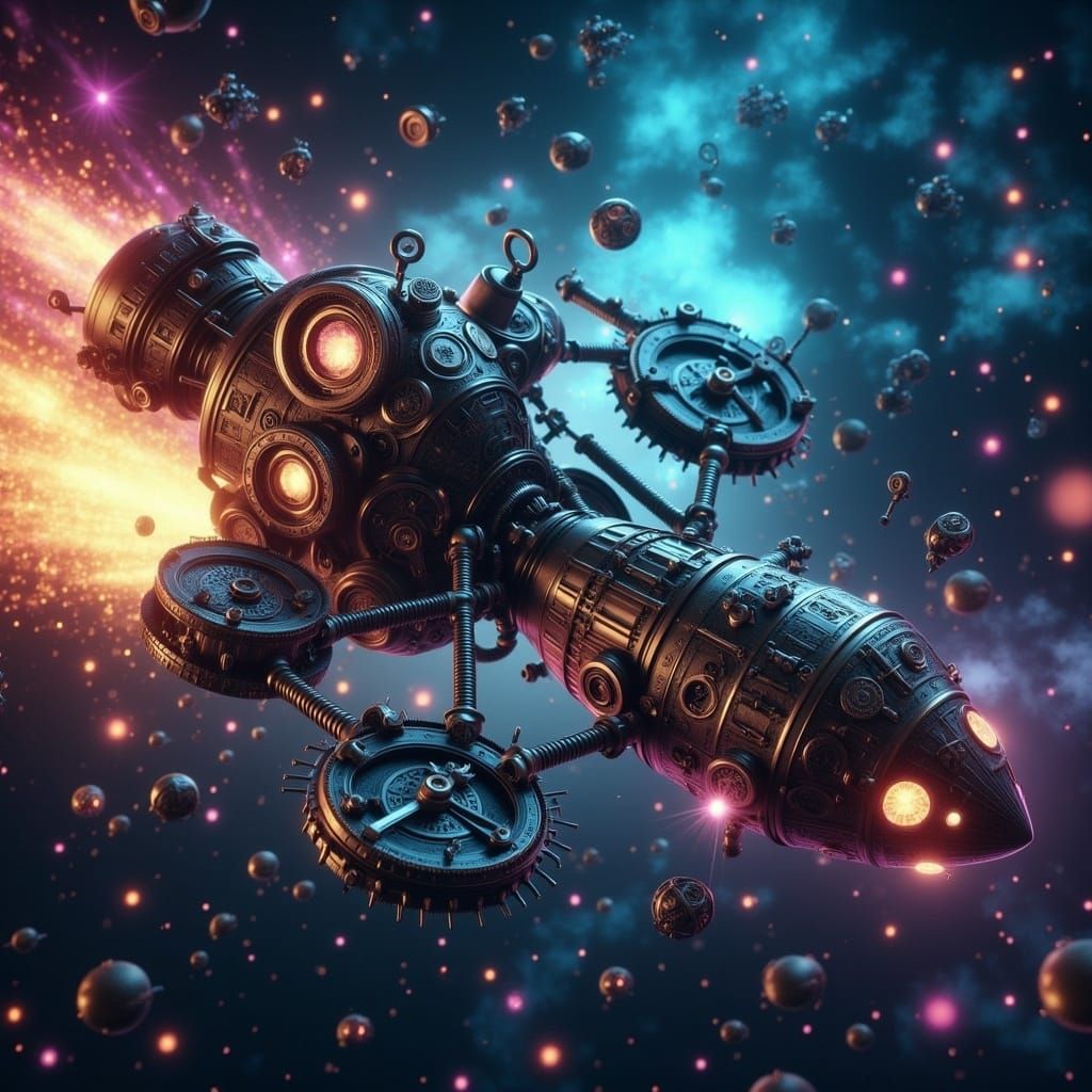 Surreal Steampunk Victorian Street Scene in a Miyazaki-Inspi...