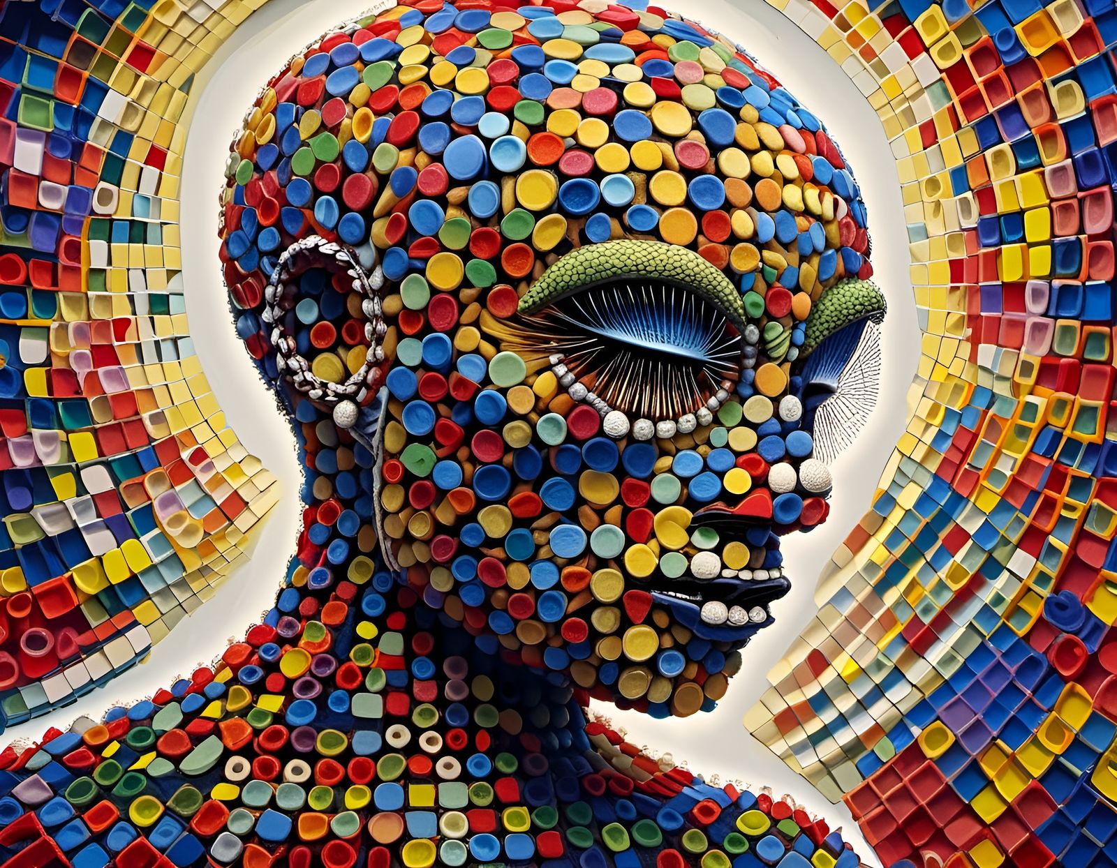 Humanoid Maize Portrait in Abstract Expressionist Style