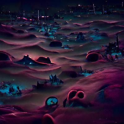 Eerie Alien Planet at Night