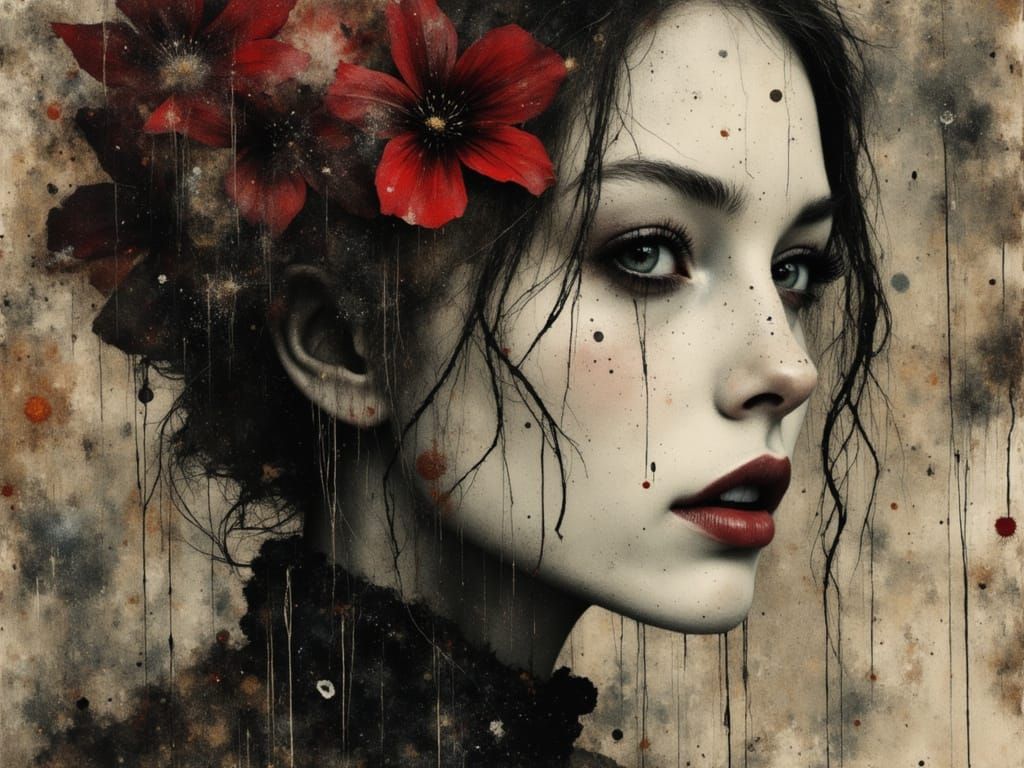 Surreal Female Figure in Chaotic Dreamcore Watercolor Art