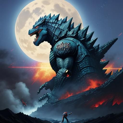 Anime Style Mecha Godzilla Key Visual