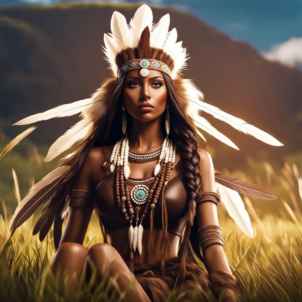 Chocolate Native American Figure Portrait