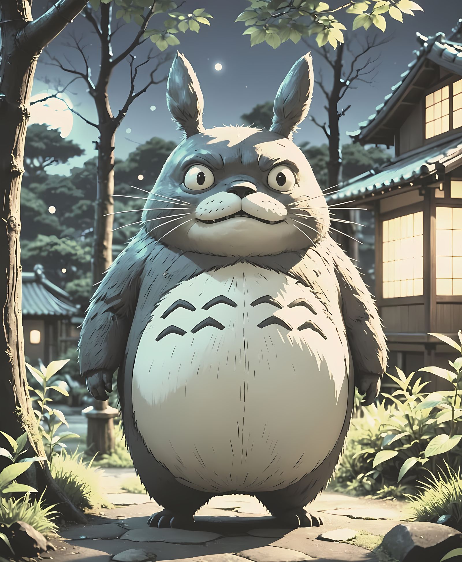 Totoro as a Kuniyoshi-Inspired Japanese Yūrei Spirit