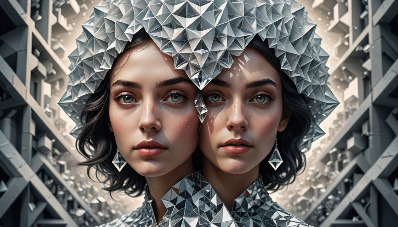 Surreal Crystal Goddess in Sacred Geometry