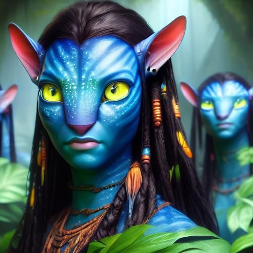 Beautiful Na'vi Woman in Jungle Background