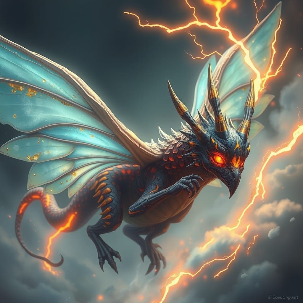 Dualistic Harmony: A Fantastical Winged Creature