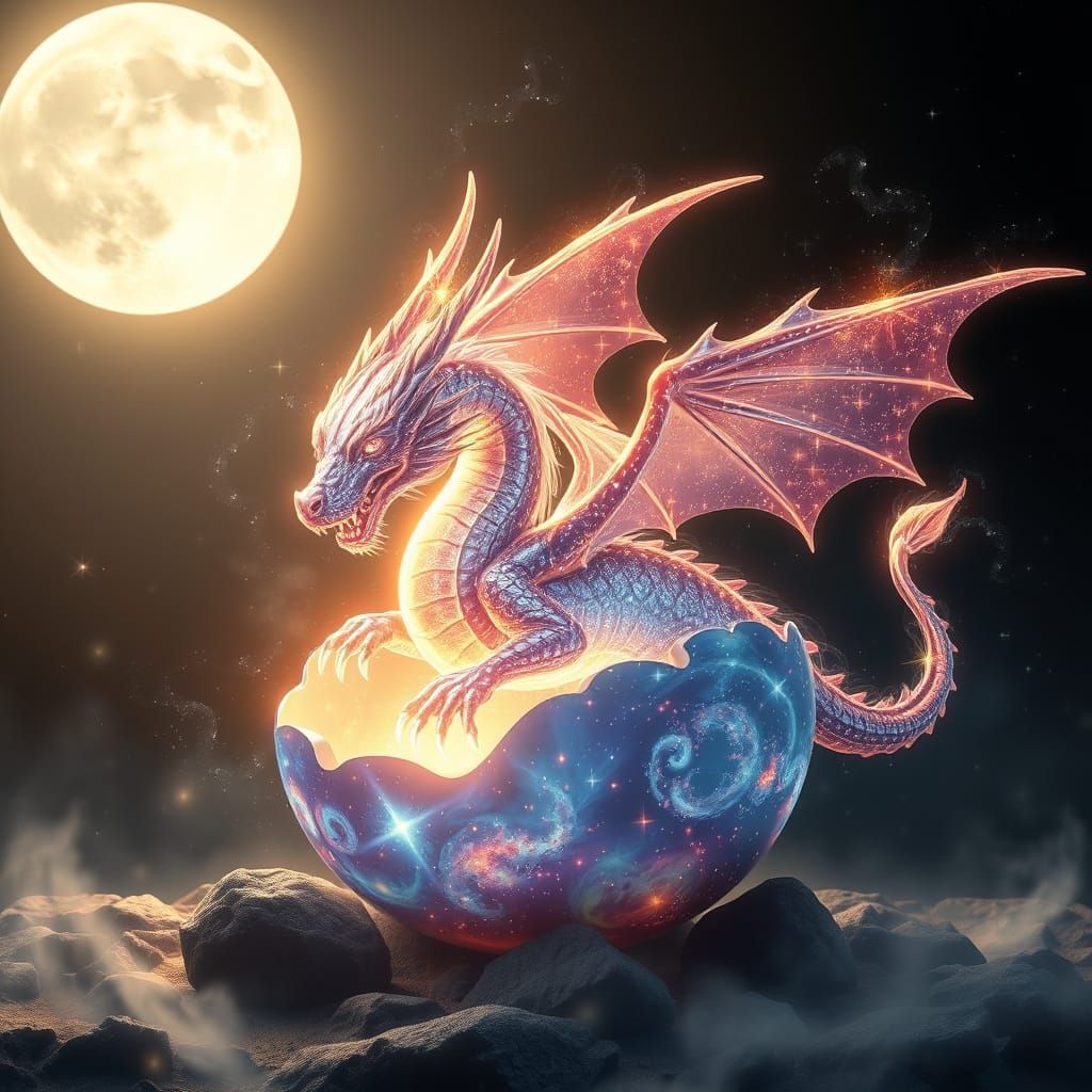 Celestial Star-Dragon Unfurls in Ethereal Light