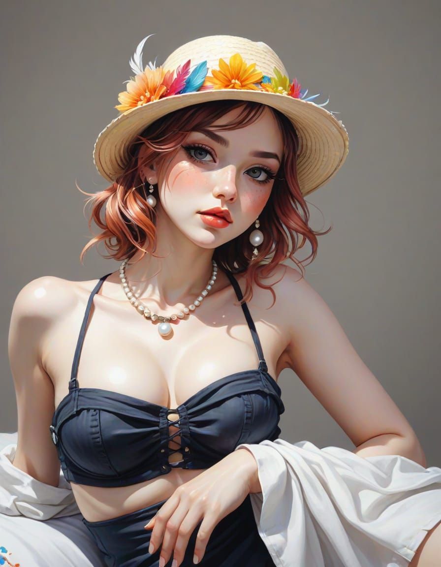 Elegant Watercolor Portrait of a Young Lady