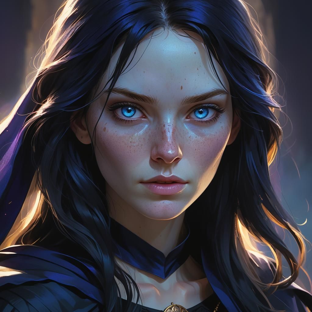 Young Witch Portrait with Volumetric Lighting