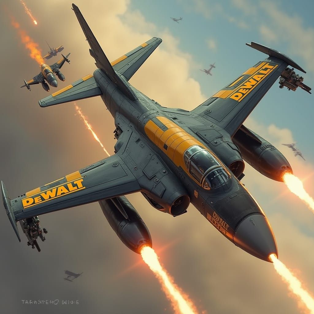DeWalt Fighter Jet in Dogfight, Action Scene