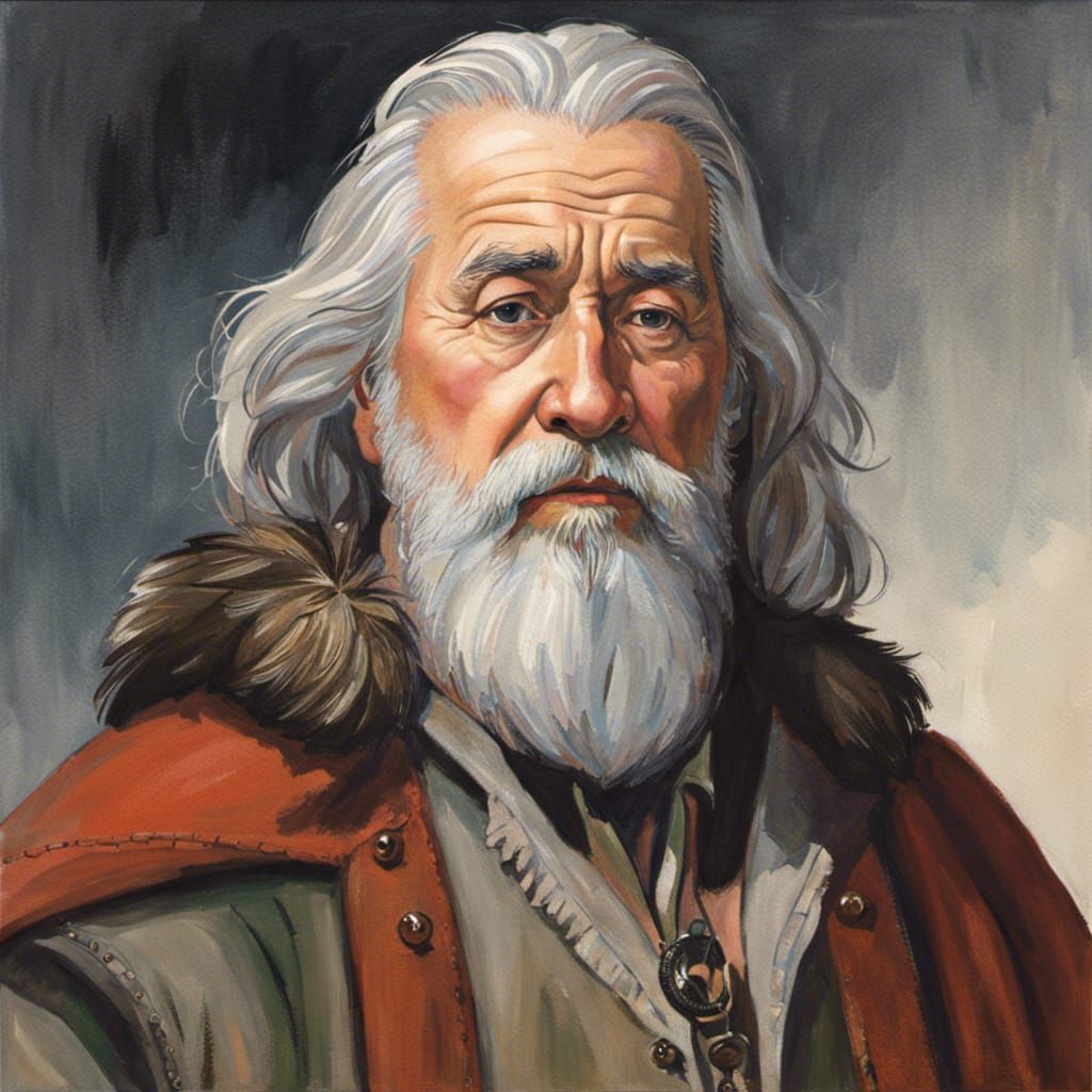 Charming Old Man Portrait in Ghibli Watercolor Style