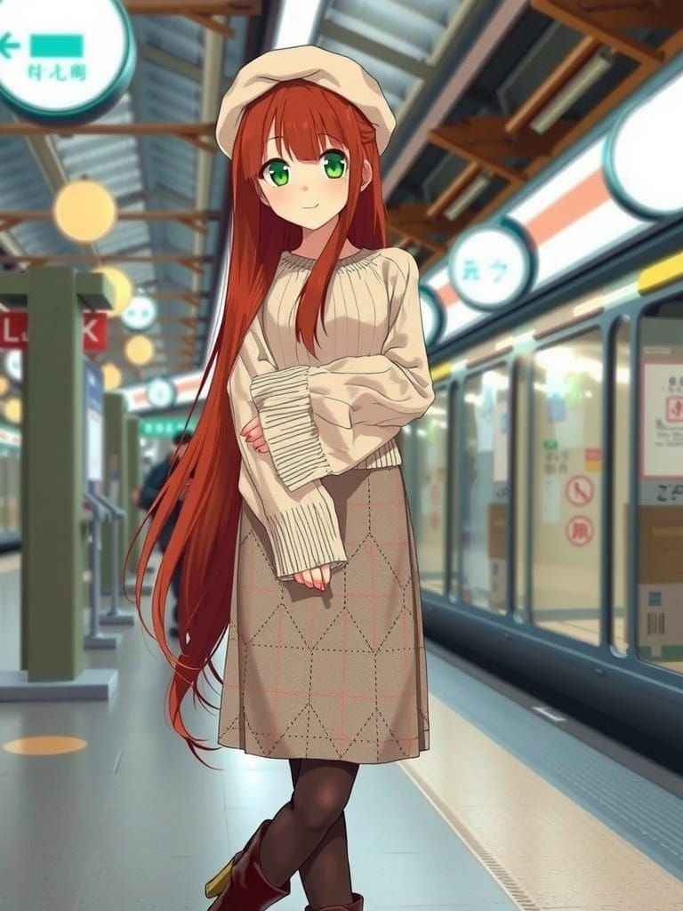 Charming Tokyo Girl in Elegant Cream Outfit