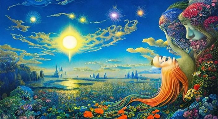 Upside Down Woman in Surreal Universe