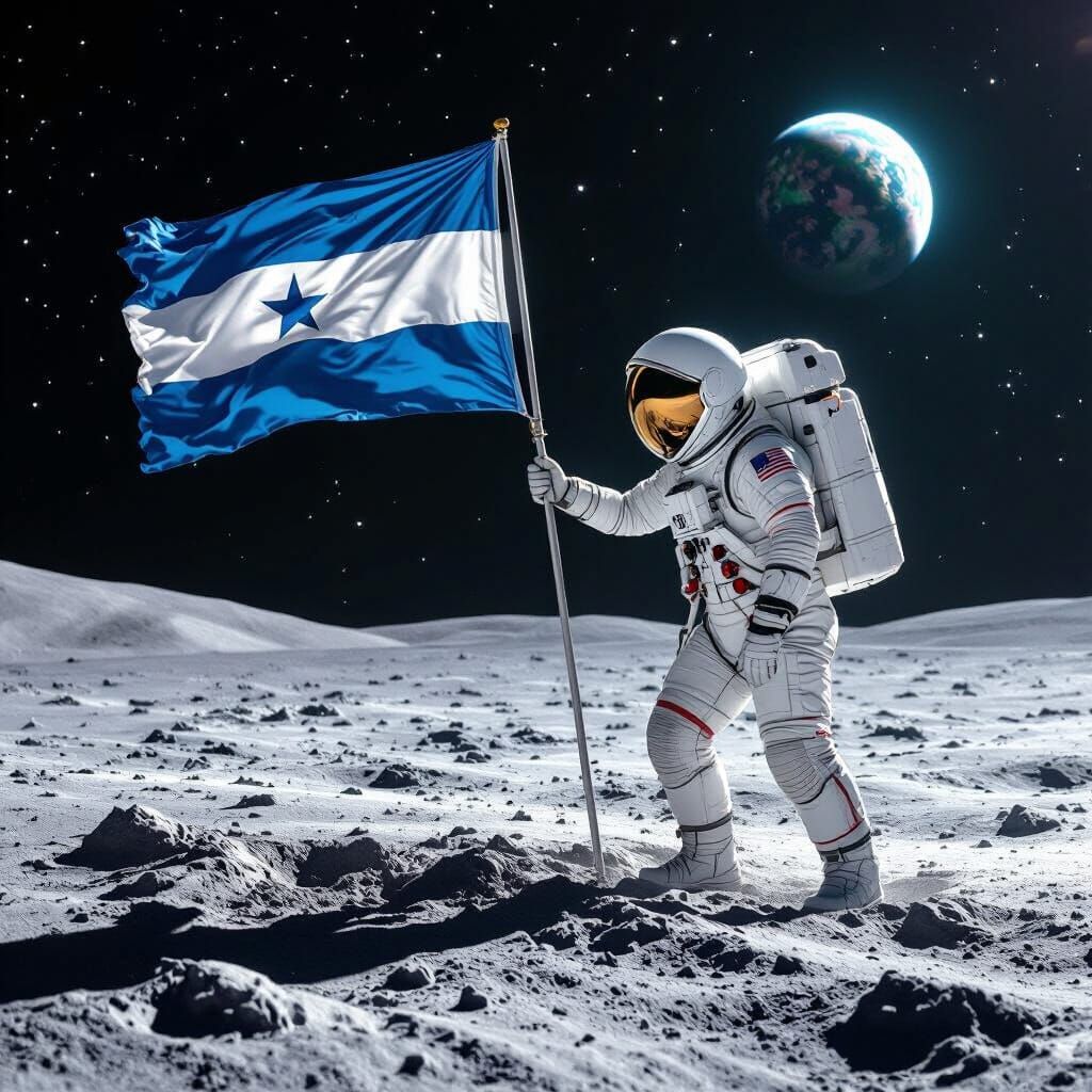 Honduras Flag Planted on Moon by Astronaut