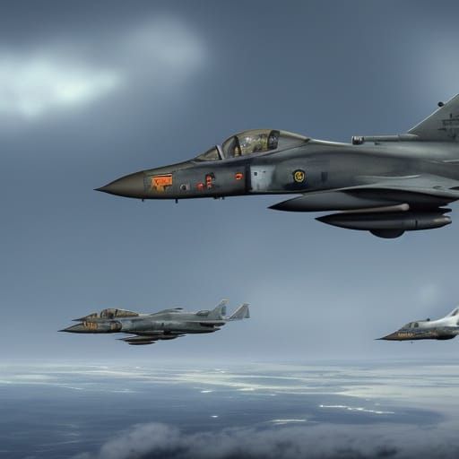 RAF Harrier Jump Jet Squadron in Flight