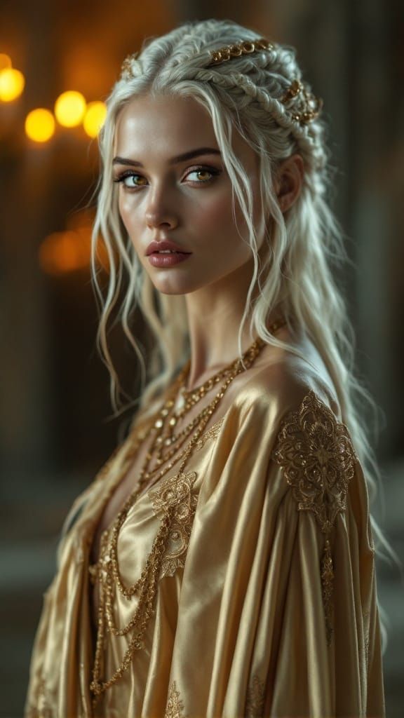 Nordic Royal Goddess in Golden Majesty