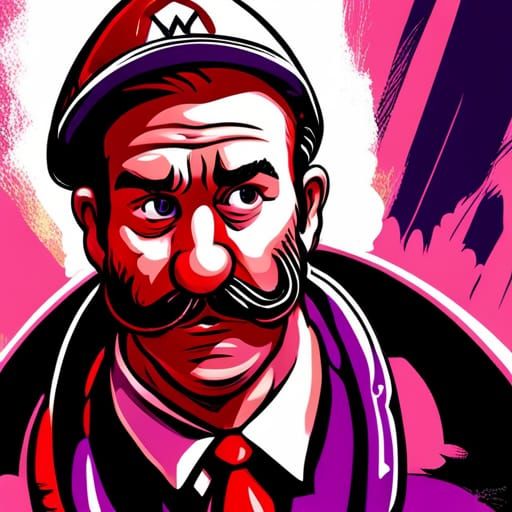 Super Mario as Russian Dictator: Monoprint Style