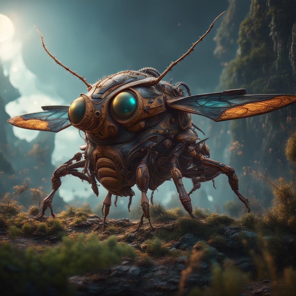 Insect-Inspired Spaceships: Detailed Matte Painting
