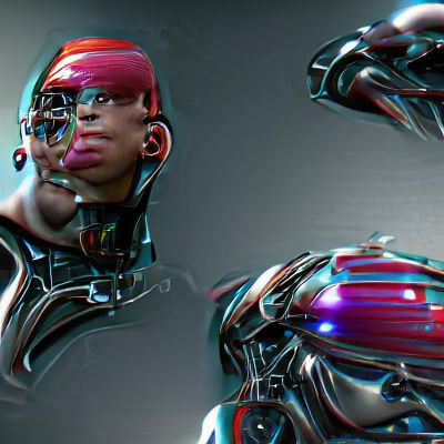 Detailed 3D Rendering of a Futuristic Cyborg
