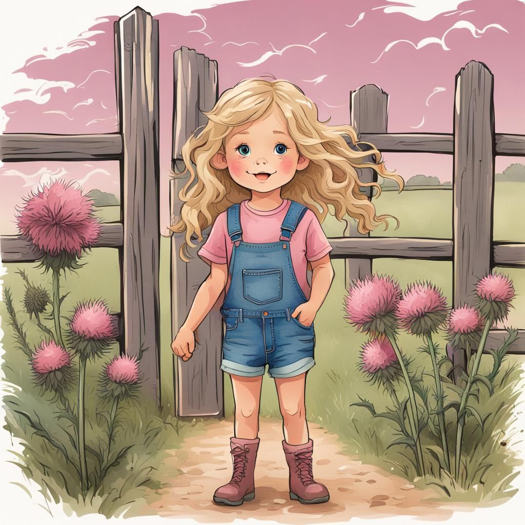 Young Farm Girl with Owl in Computer Graphics Style