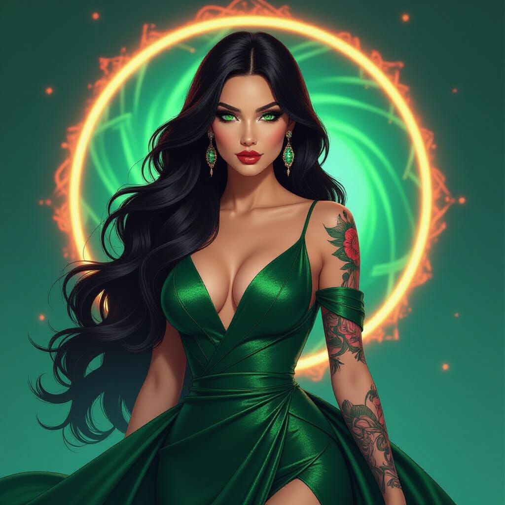 Mafia Queen Portrait in Hyperdetailed Digital Art