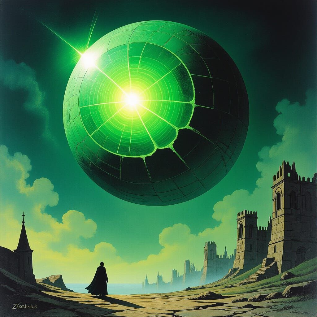 Eldritch Orb with Green Energy in Dark Fantasy Style