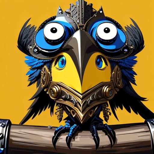 Steampunk Bird with Plague Mask in Vector Art