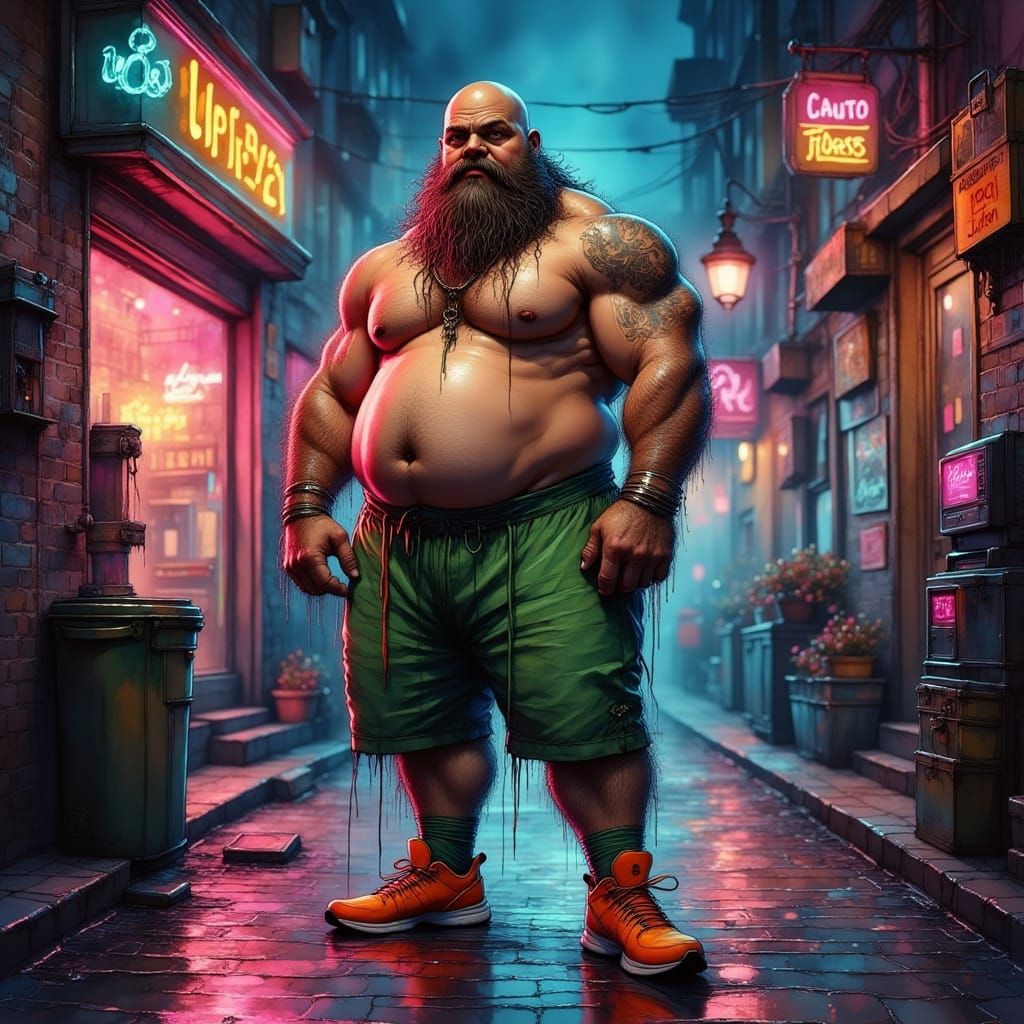 Muscular Hip-Hop Character in Magical Urban Night