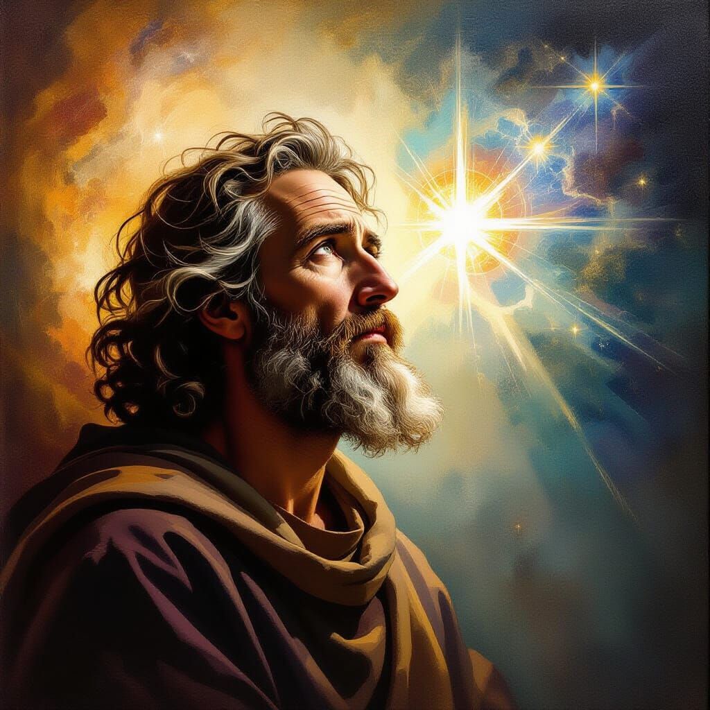 Prophet Awestruck by Divine Vision in Oil Painting