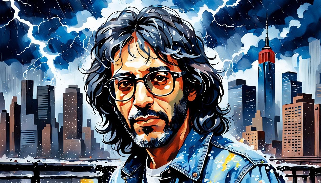 Cat Stevens Portrait in Watercolor Pop Art Style